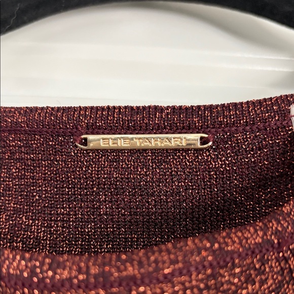 2/$45 DRESSES NWT: Elie Tahari Elegant Long Sleeve Shimmer Dress - Picture 3 of 6